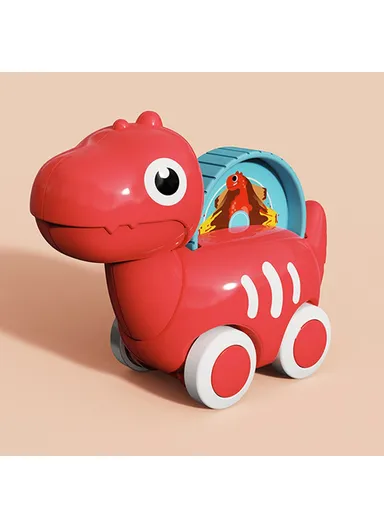 4Pcs Mini Cartoon Dinosaur Model Cars with Educational Scene Map Mat Portable Storage Bag for Babies HE8009 