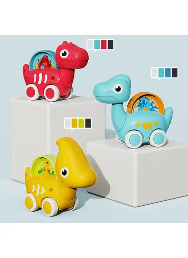 4Pcs Mini Cartoon Dinosaur Model Cars with Educational Scene Map Mat Portable Storage Bag for Babies HE8009 