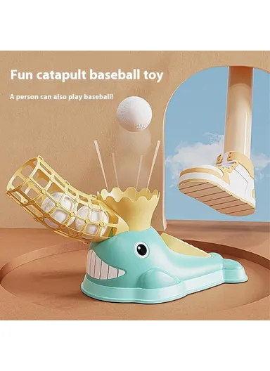 Kids Baseball Training Aids Foot-Activated Sports Automatic Baseball Launcher Toy with 3 Balls - Pink