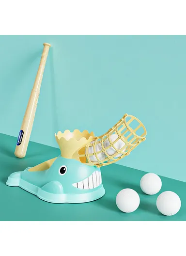 Kids Baseball Training Aids Foot-Activated Sports Automatic Baseball Launcher Toy with 3 Balls - Green