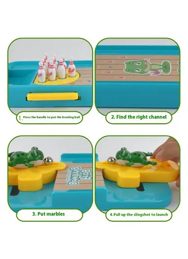 Tabletop Game Intelligence Toy Frog Bowling Set Pinball Shooting Game for Kids