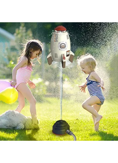 Water Rocket Launcher Sprinkler for Kids Toddler Outdoor Play Yard Sprinkler Splashing Fun Toy - White