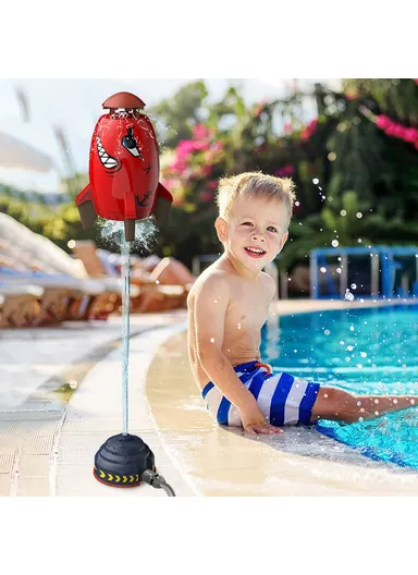 Water Rocket Launcher Sprinkler for Kids Toddler Outdoor Play Yard Sprinkler Splashing Fun Toy - Red