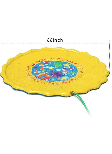 Outdoor Lawn Beach Mat Inflatable Water Spray Kids Sprinkler Play Pad 170cm - Yellow