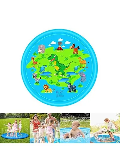 Outdoor Lawn Beach Mat Inflatable Water Spray Kids Sprinkler Play Pad 170cm - Dinosaur