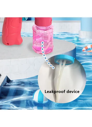 Space Cartoon Electric Bubble Gun, Kids Toy Soap Bubbles Generator with Light - Transparent Blue