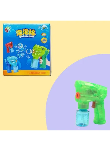Space Cartoon Electric Bubble Gun, Kids Toy Soap Bubbles Generator with Light - Transparent Green