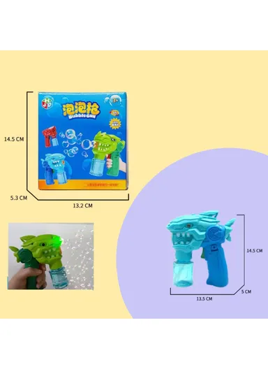 Shark Cartoon Electric Bubble Gun, Kids Toy Soap Bubbles Generator with Light - Blue