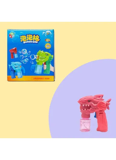 Shark Cartoon Electric Bubble Gun, Kids Toy Soap Bubbles Generator with Light - Red