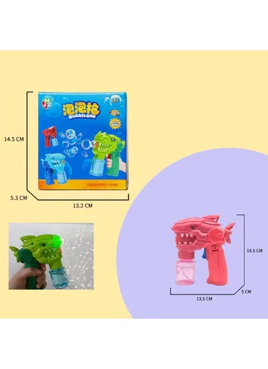 Shark Cartoon Electric Bubble Gun, Kids Toy Soap Bubbles Generator with Light - Red