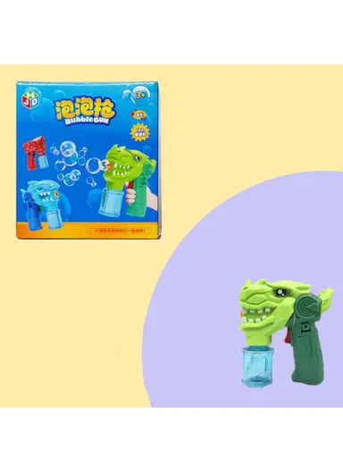 Dinosaur Cartoon Electric Bubble Gun, Kids Toy Soap Bubbles Generator with Light - Green