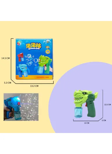 Dinosaur Cartoon Electric Bubble Gun, Kids Toy Soap Bubbles Generator with Light - Green