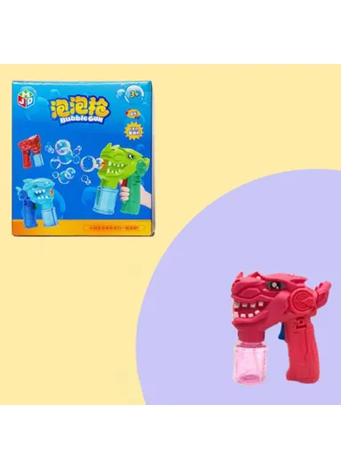 Dinosaur Cartoon Electric Bubble Gun, Kids Toy Soap Bubbles Generator with Light - Red