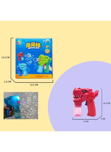 Dinosaur Cartoon Electric Bubble Gun, Kids Toy Soap Bubbles Generator with Light - Red