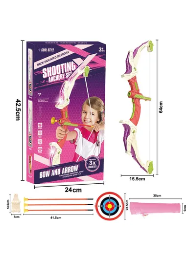 Bow and Arrow Toy LED Light Up Archery Toys with Suction Cups Arrows Outdoor Indoor Shooting Games Toys DF760DF759B - White / Purple