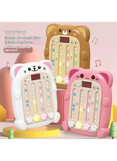 Rhythm Game Machine with Sound Light Electronic Music Fidget Toy for Boys Girls SJL3608 - White Cat