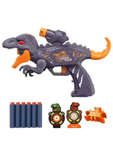 Double Launcher EVA Bullet Cartoon Dinosaur Shooting Gun Toy for Children 0206 - Orange