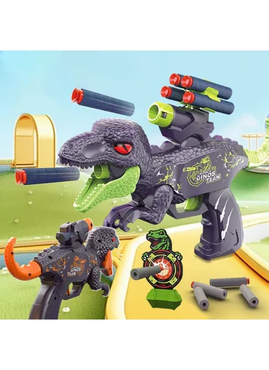Double Launcher EVA Bullet Cartoon Dinosaur Shooting Gun Toy for Children 0206 - Orange