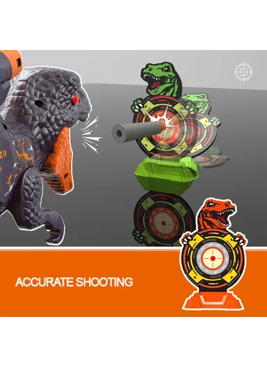 Double Launcher EVA Bullet Cartoon Dinosaur Shooting Gun Toy for Children 0206 - Orange
