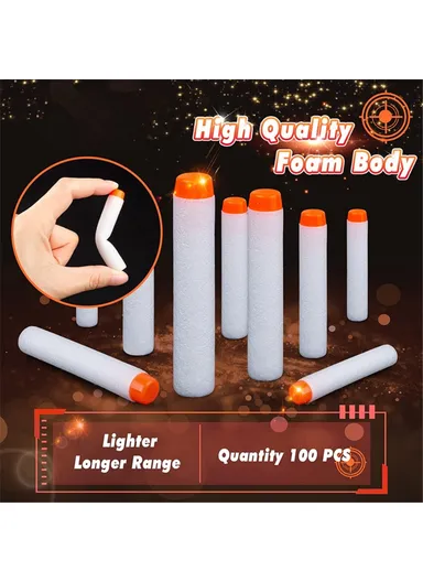 100Pcs 7.2x1.3cm Solid Core EVA Soft Bullets Fluorescent Kids Toy Refill EVA Bullet Blasters ZD-001 