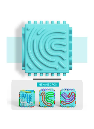 Educational 3D Multifaceted Sensory Cube Toy for Children Stress Relief Focus Training (CE / CPC / EN71 / ASTM Certified) - Blue