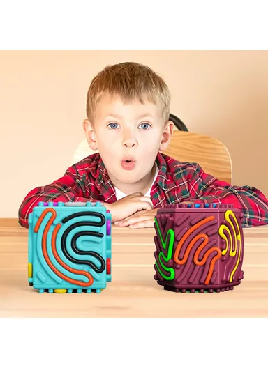 Educational 3D Multifaceted Sensory Cube Toy for Children Stress Relief Focus Training (CE / CPC / EN71 / ASTM Certified) - Blue