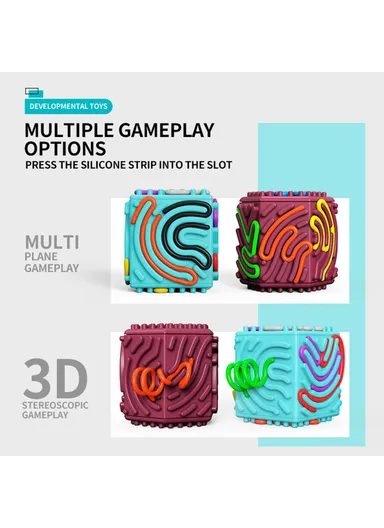 Educational 3D Multifaceted Sensory Cube Toy for Children Stress Relief Focus Training (CE / CPC / EN71 / ASTM Certified) - Blue