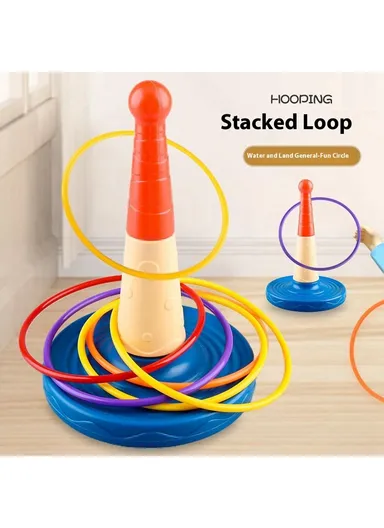 Children Throw Circle Game Stacking Toy Set Interactive Family Game Educational Skill Development 2410
