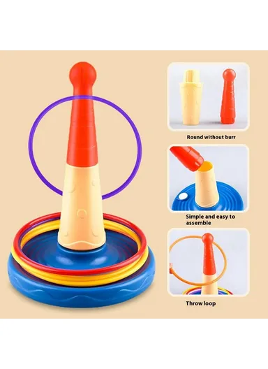 Children Throw Circle Game Stacking Toy Set Interactive Family Game Educational Skill Development 2410