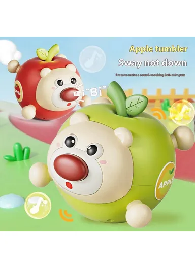 Fruit Bear Tumbler Toy with Sound for 1-3 Years Baby Toy Teething Rattle Early Education Toys 211AB - Green