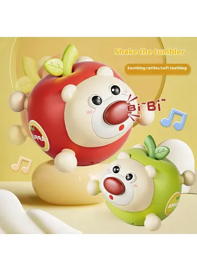 Fruit Bear Tumbler Toy with Sound for 1-3 Years Baby Toy Teething Rattle Early Education Toys 211AB - Green