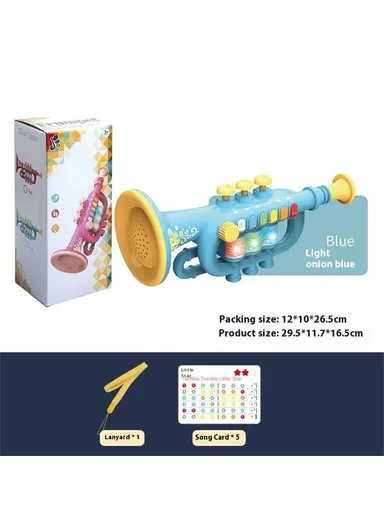 Musical Instrument Kids Toy Trumpet Educational Preschool Learning Blowing Instrument for Toddlers Early Childhood Development - Blue
