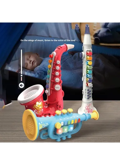 Musical Instrument Kids Toy Trumpet Educational Preschool Learning Blowing Instrument for Toddlers Early Childhood Development - Blue