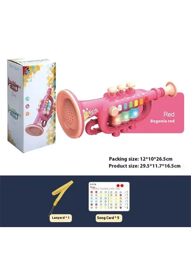 Musical Instrument Kids Toy Trumpet Educational Preschool Learning Blowing Instrument for Toddlers Early Childhood Development - Pink