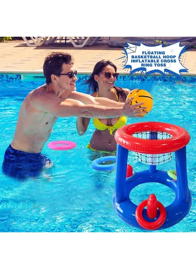 SUMMERT Inflatable PVC Basketball Hoop Set Kids Adults Interactive Outdoor Play Toy for Pool Party Games