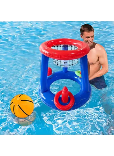 SUMMERT Inflatable PVC Basketball Hoop Set Kids Adults Interactive Outdoor Play Toy for Pool Party Games