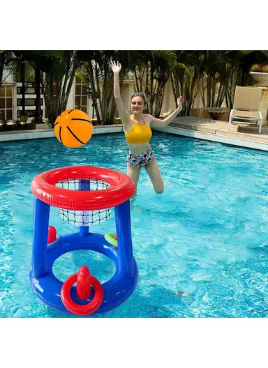 SUMMERT Inflatable PVC Basketball Hoop Set Kids Adults Interactive Outdoor Play Toy for Pool Party Games