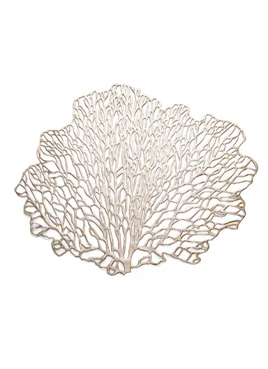 PVC Tree-shaped Hollow Placemat Kitchen Dining Table Mat Heat Resistant Anti-scalding Pad Coaster - Champagne Gold