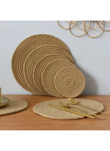 30CM Tabletop Protection Mat Water Cup Hot Coffee Mug Pad Round Woven Cotton Rope Coaster