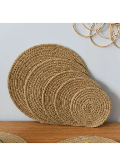 30CM Tabletop Protection Mat Water Cup Hot Coffee Mug Pad Round Woven Cotton Rope Coaster