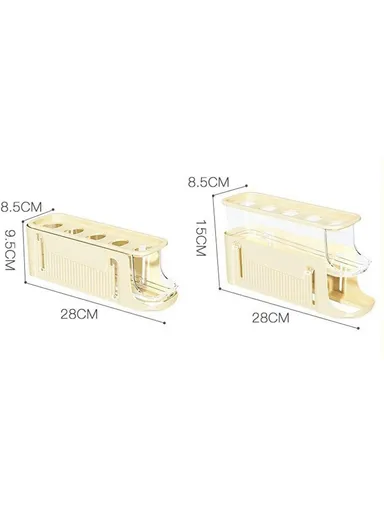 3-Tier Egg Storage Container Auto Rolling Design Refrigerator Side Door Organizer (BPA Free, No FDA) - Beige