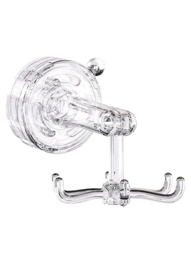 Multi-Function Suction Cup Wall-Mounted Rotating Hanger Utensil Holder with 6 Hooks - Transparent