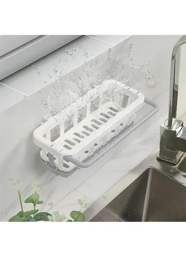 Kitchen Sink Bathroom Storage Shelf Punch Free Retractable Rod Rag Shampoo Storage Rack - Pink