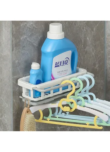 Kitchen Sink Bathroom Storage Shelf Punch Free Retractable Rod Rag Shampoo Storage Rack - Pink