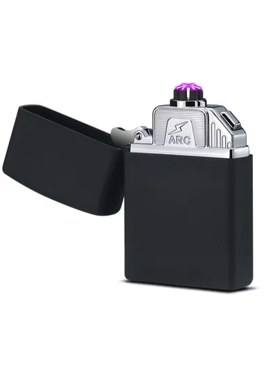 Electric Lighter 6 Arc Windproof USB Charging Flameless Igniter Smoking Candle Kitchen Accessories - Matte Black