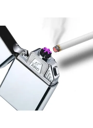 Electric Lighter 6 Arc Windproof USB Charging Flameless Igniter Smoking Candle Kitchen Accessories - Matte Black