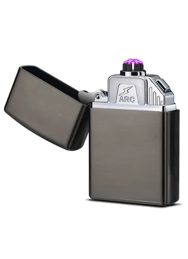 Electric Lighter 6 Arc Windproof USB Charging Flameless Igniter Smoking Candle Kitchen Accessories - Black