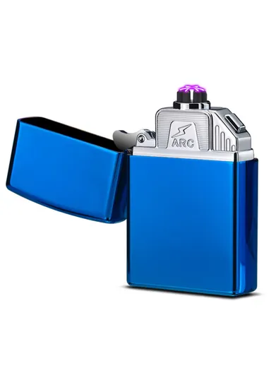 Electric Lighter 6 Arc Windproof USB Charging Flameless Igniter Smoking Candle Kitchen Accessories - Blue