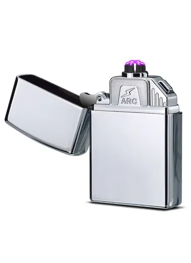 Electric Lighter 6 Arc Windproof USB Charging Flameless Igniter Smoking Candle Kitchen Accessories - Silver