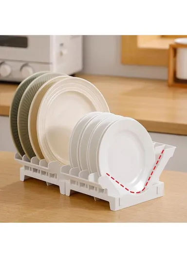 Kitchen Dish Drying Rack &amp; Plate Organizer, Countertop Drainer with Drawer &amp; Vertical Plate Divider Storage Holder